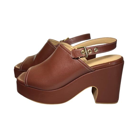Urban Outfitters Brown Platform Block Heel Sandals Women’s 10M Retro Boho - Picture 1 of 9